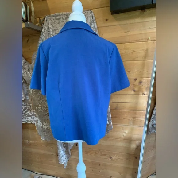 Vintage Blue Floral Embroidered Short Sleeve Button Up Shirt Size 10 43123450 - Picture 5 of 12